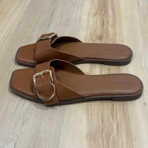 Brown Leather Buckle Sandals